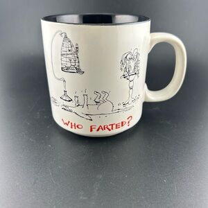 Funny “Who Farted?” Cartoon Coffee Mug – by John Lamb Made in Korea